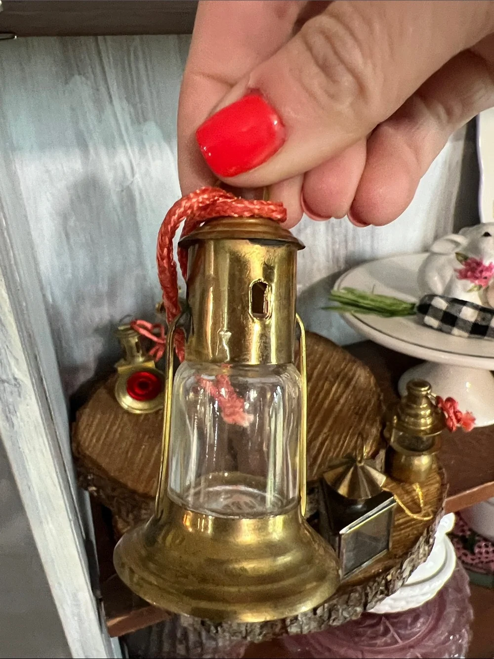 Vintage Mini Lantern Ornament - Gold Decorative Home Accent Set of 7